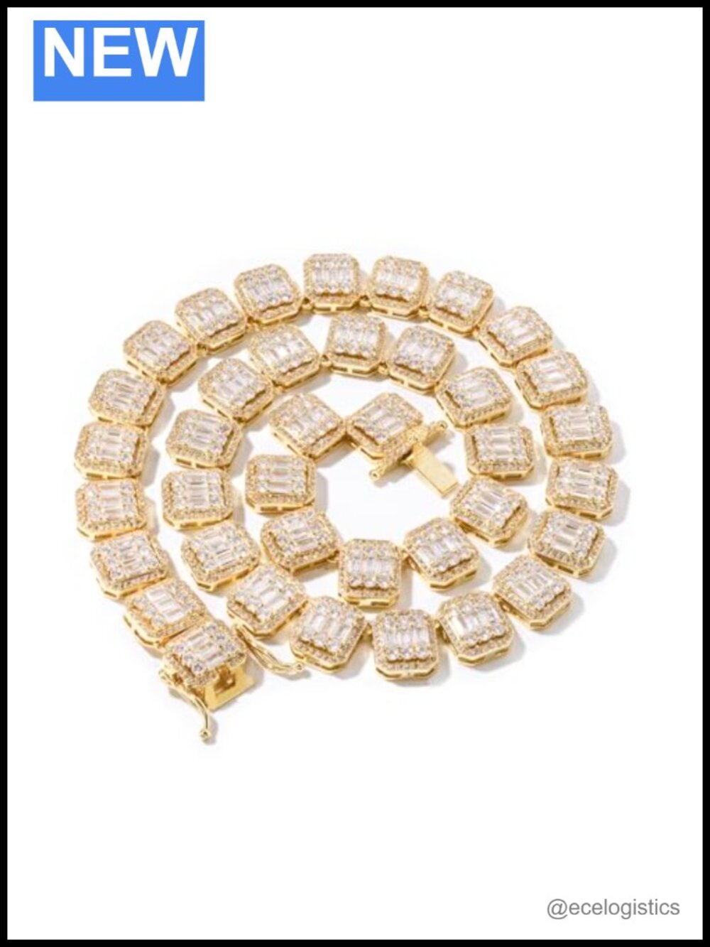 Cubic Zirconia Cuban Link Bracelet Gold Plated 13mm Iced Out